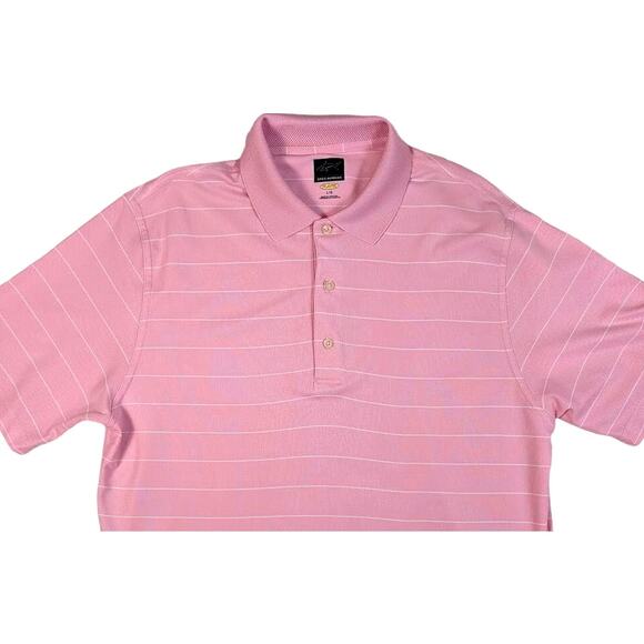 Greg Norman Men's‎ Polo Shirt Pink Striped Short Sleeve Play Dry size large - Picture 1 of 4